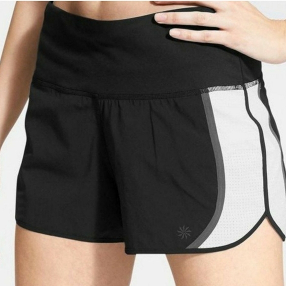 Athleta Black and White Acceleration Running Shorts 3.5" - Picture 2 of 14